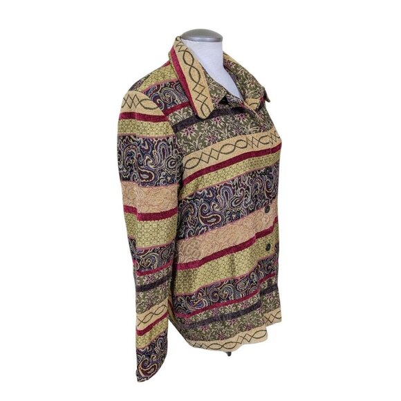 Vintage Alfred Dunner Womens Blazer Jacket Shacket Size 16 Gold Tapestry Boho - Picture 2 of 6